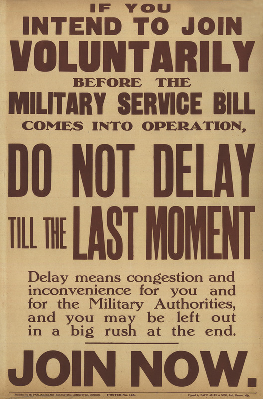 A beige poster with large brown text.