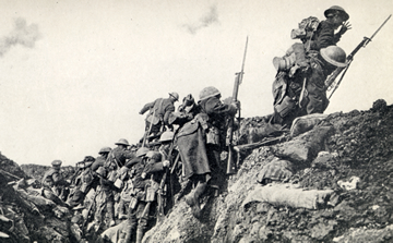 British soldiers going "Over the Top."