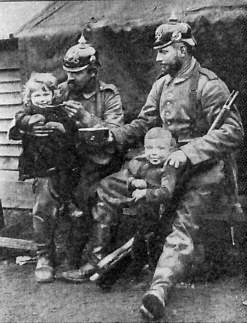 German soldiers feeding orphans