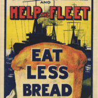 Text appears over the silhouettes of ship behind a loaf of bread. 