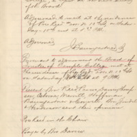 a handwritten page from the Trustee&#039;s minutes