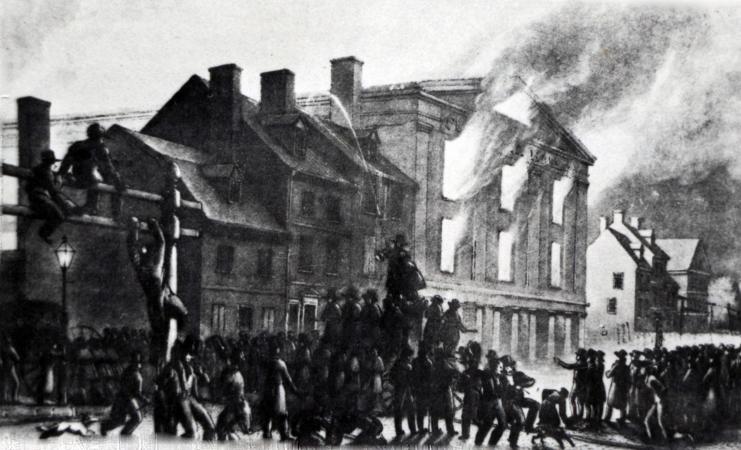 Image of Pennsylvania Hall burning